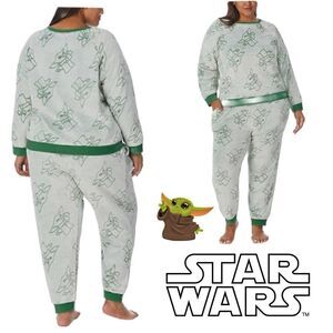 Star Wars The Mandalorian yoda Womens 2-Piece Fleece Jogger Lounge Set X…